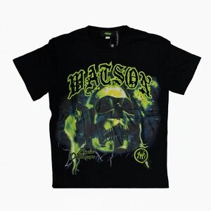 WATSON NWT SKULL SOUND DIGITAL Streetwear TSHIRT BLACK MEN'S SIZE L Rhinestones